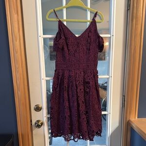 Elegant Purple Lace Dress